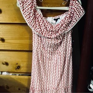 White and lace with red off the shoulder dress- never worn, tags on
